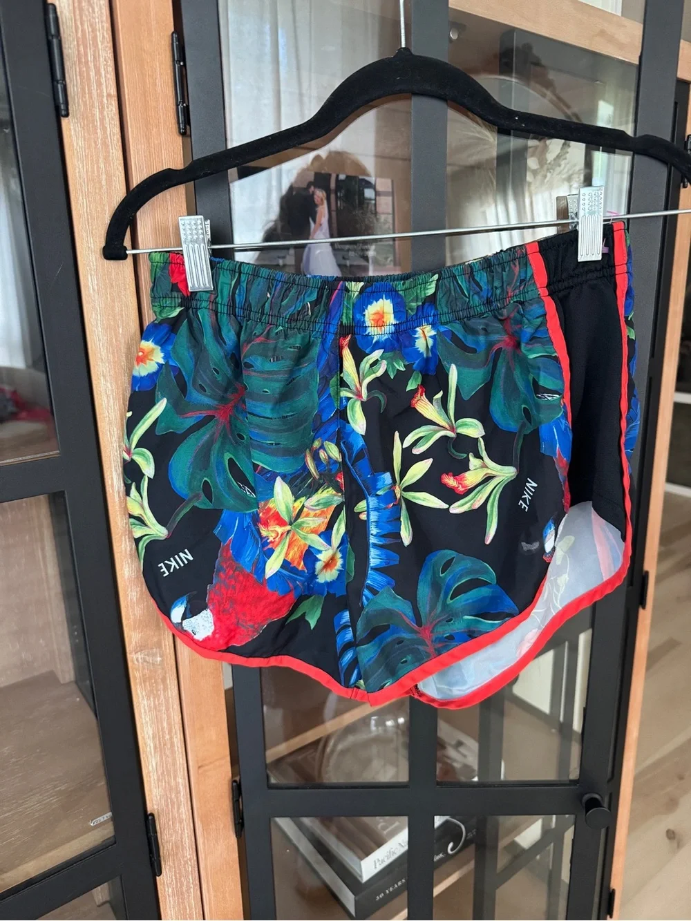 Nike Dri-FIT Tempo tropical floral parrot print running shorts workout colorful